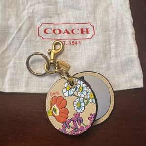 EUC Coach Floral Keychain with Mirror & Dustbag